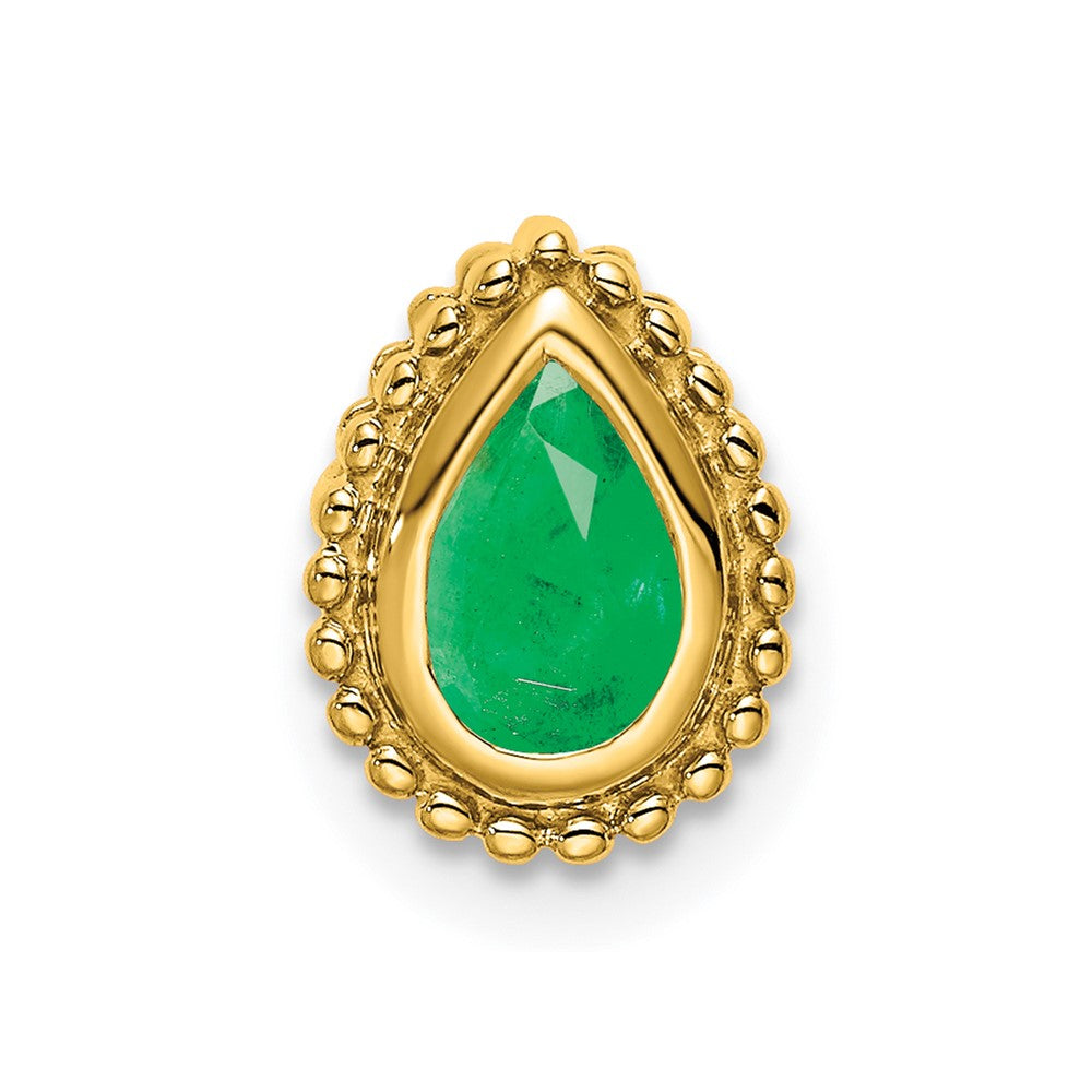 14k Pear Emerald Chain Slide