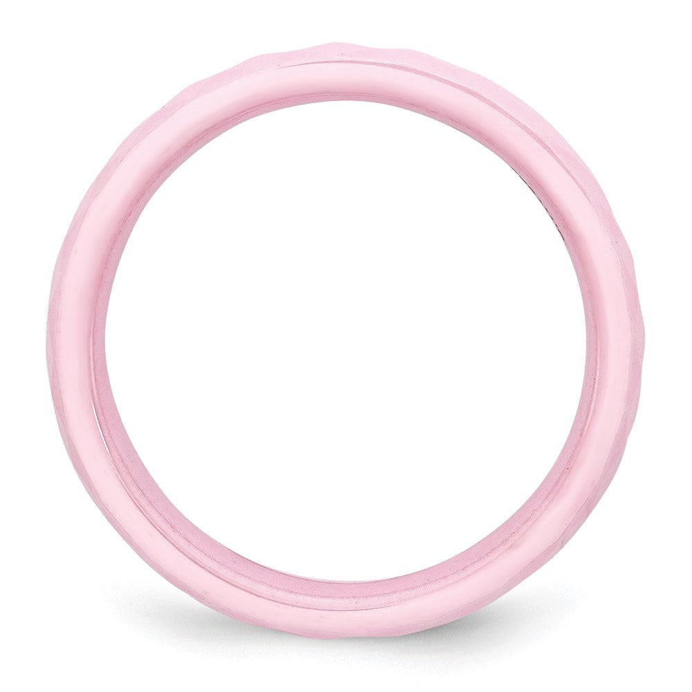 Ceramic Pink 4mm Faceted Polished Band Size - 8