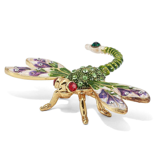 Pewter Enamel Dragon Fly Trinket Box
