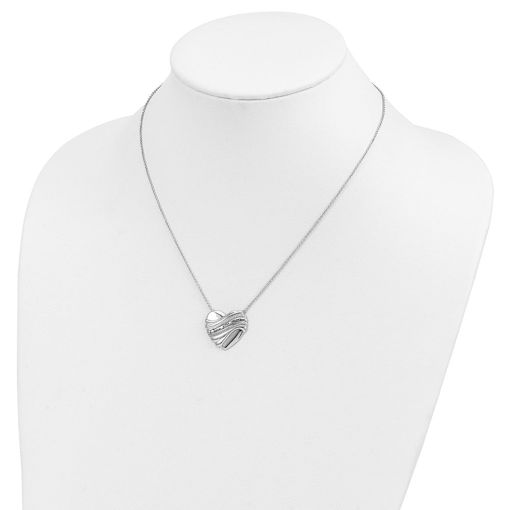Sentimental Expressions Sterling Silver Rhodium-plated Antiqued I Love You More 18in. Necklace 18 Inches