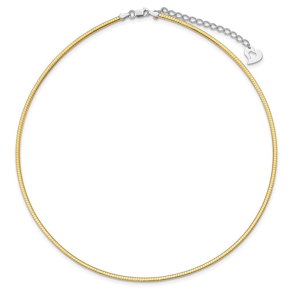 Sterling Silver Gold-pltd 2mm Reversible w/2in ext Cubetto Chain 16 Inches