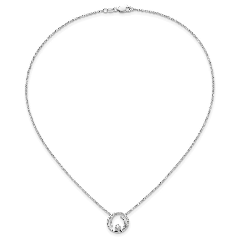 14k White Gold 1/5 carat Lab Grown Diamond VS/SI+ G+ 18 inch Fancy Swirl Circle Design Necklace