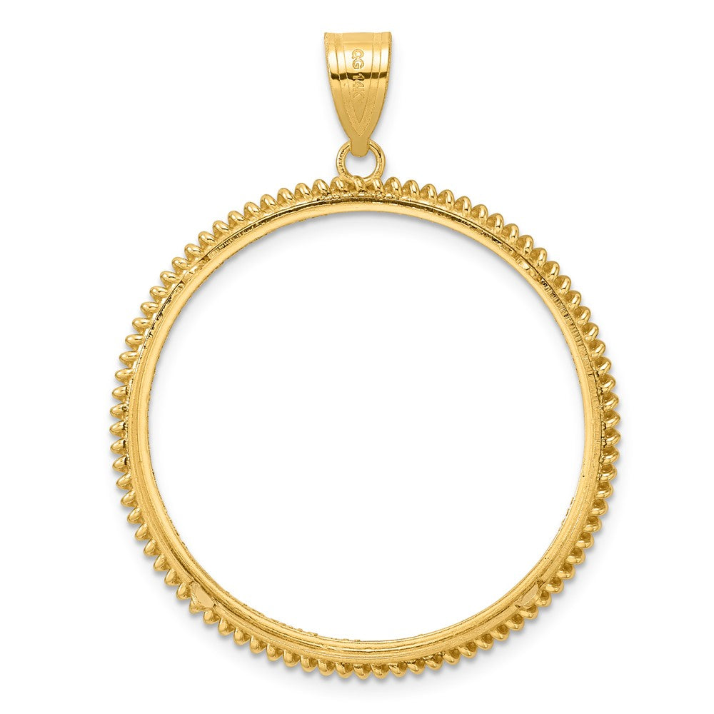 14k Diamond Cut Coil with 32.0mm Prong Coin Bezel Pendant