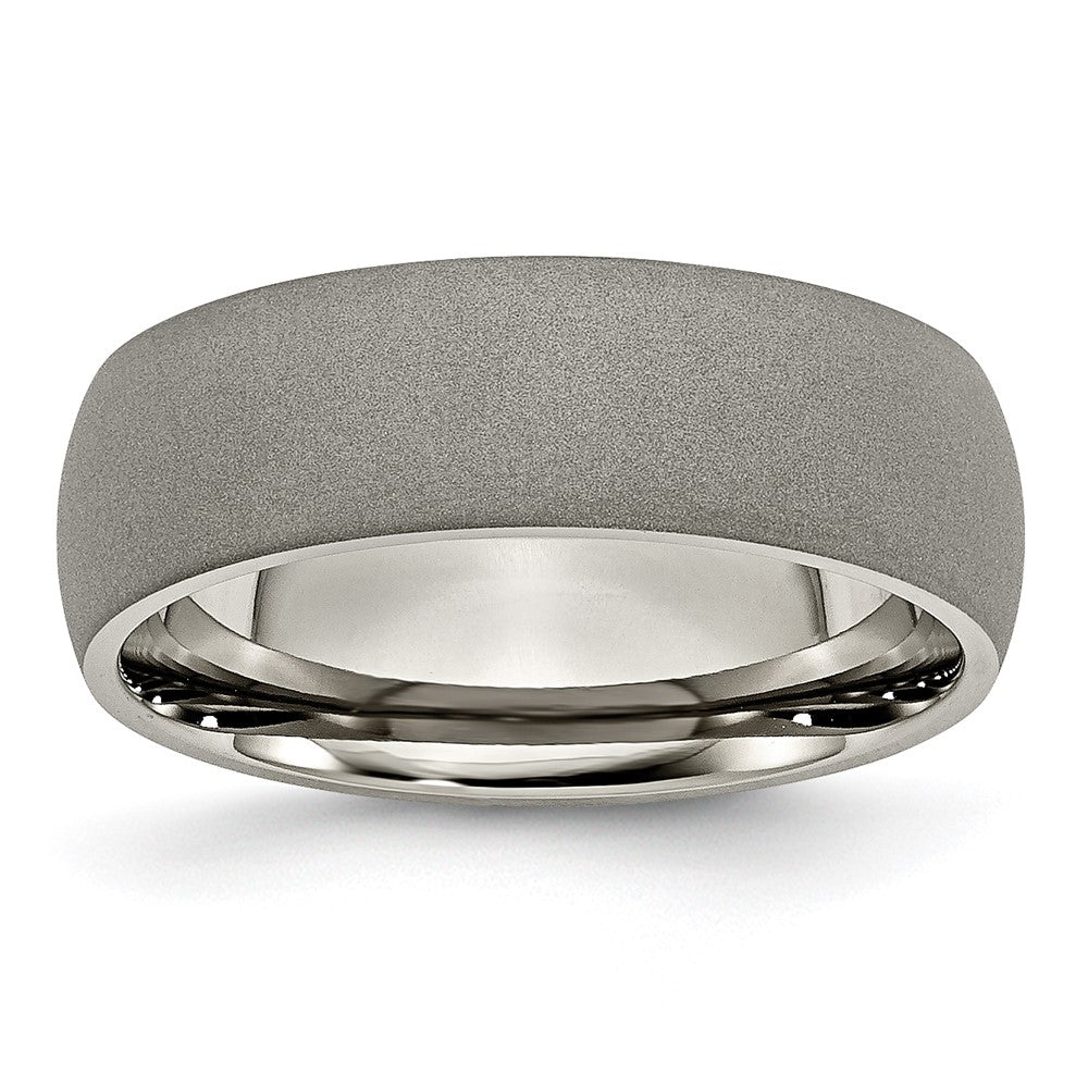 Titanium Stone Finish 7mm Half Round Band Size - 12.5