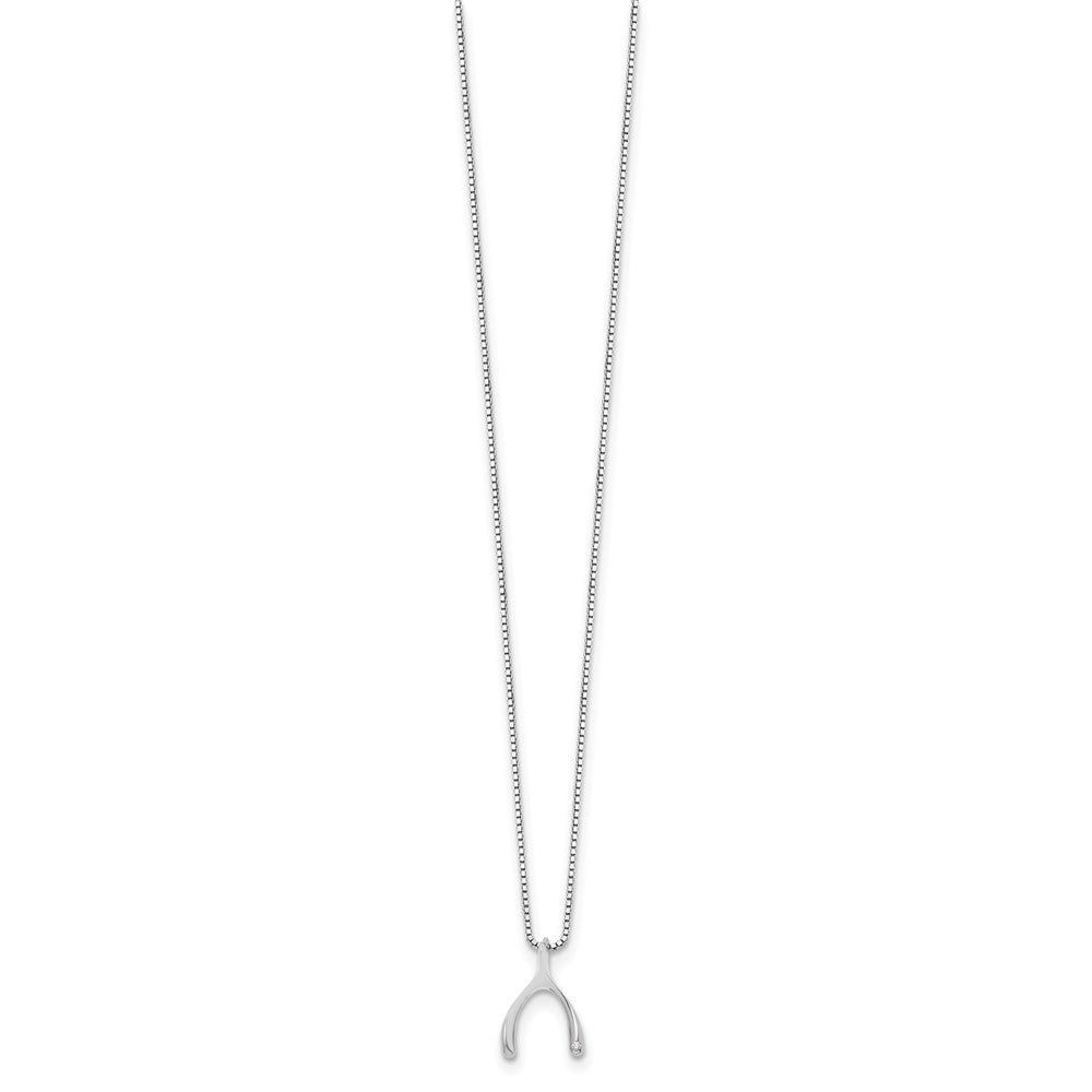 White Ice Sterling Silver Rhodium-plated 18 Inch Diamond Wishbone Slide Pendant Necklace with 2 Inch Extender 18 Inches