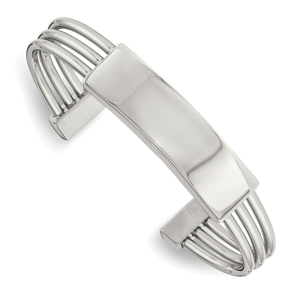 Stainless Steel Polished ID Plate Cuff Bangle
