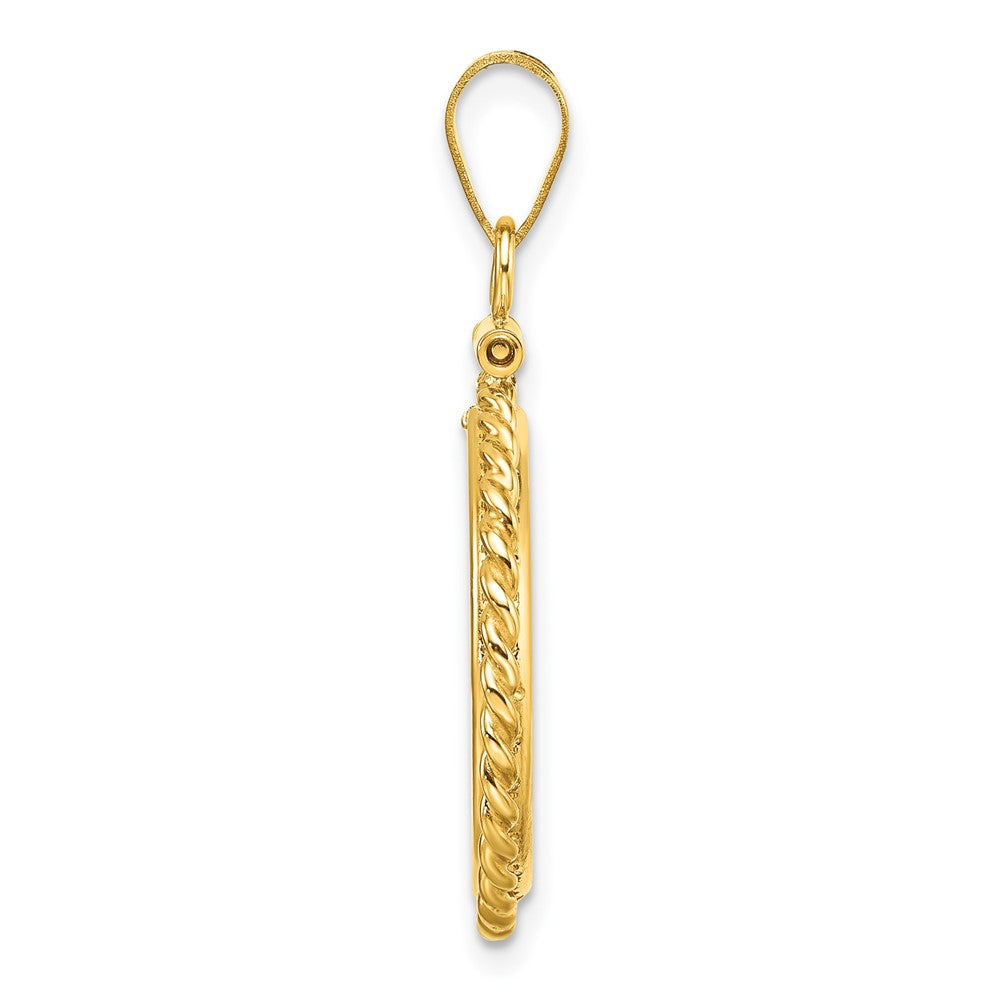 Wideband Distinguished Coin Jewelry 14k Polished Twisted Wire 19.0mm x 1.1mm Screw Top Coin Bezel Pendant