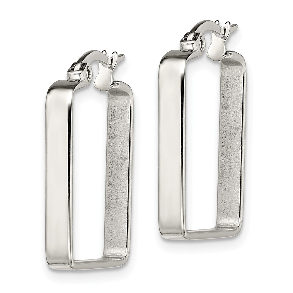 Stainless Steel Polished 20mm Square Hoop Earrings