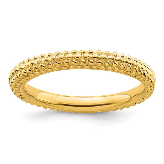 Sterling Silver Stackable Expressions Gold-plated Domed Ring Size -6