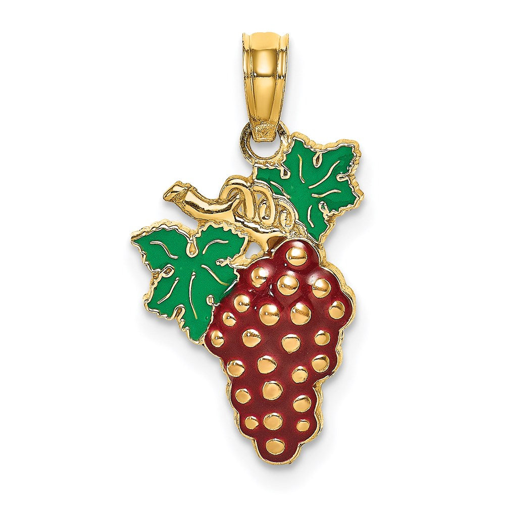 14K W/ Enamel Grapes W/ Stem and Leaf Charm