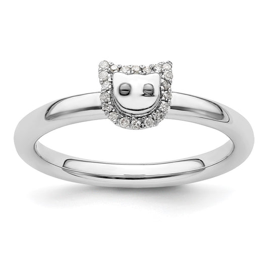 Sterling Silver Stackable Expressions Cat Diamond Ring Size -5