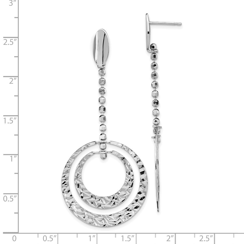 Sterling Silver Rhodium-plated Polished D/C Dangle Earrings
