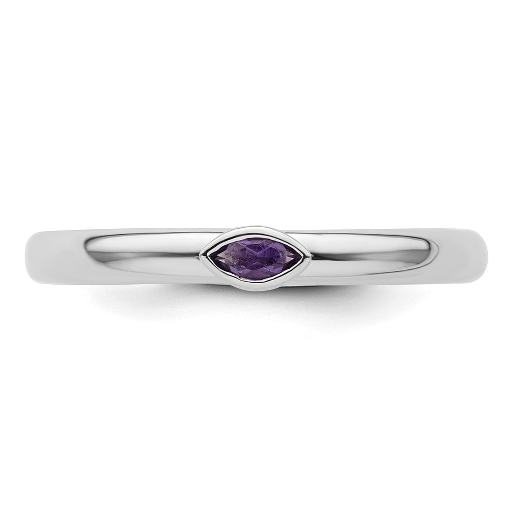 Sterling Silver Stackable Expressions Amethyst Ring Size -9