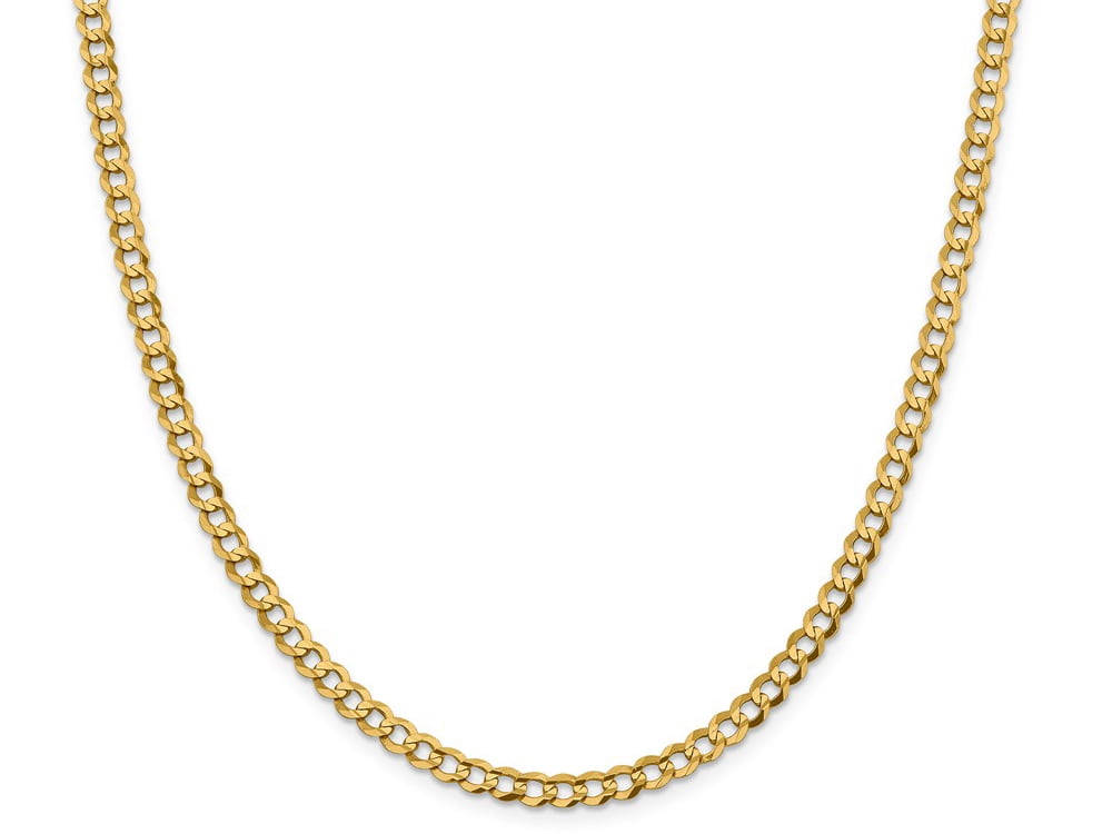 14K 18 inch 4.7mm Lightweight Flat Cuban with Lobster Clasp Chain