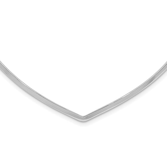 Sterling Silver Rhod. Polished V Cuff Necklace 13.5 Inches