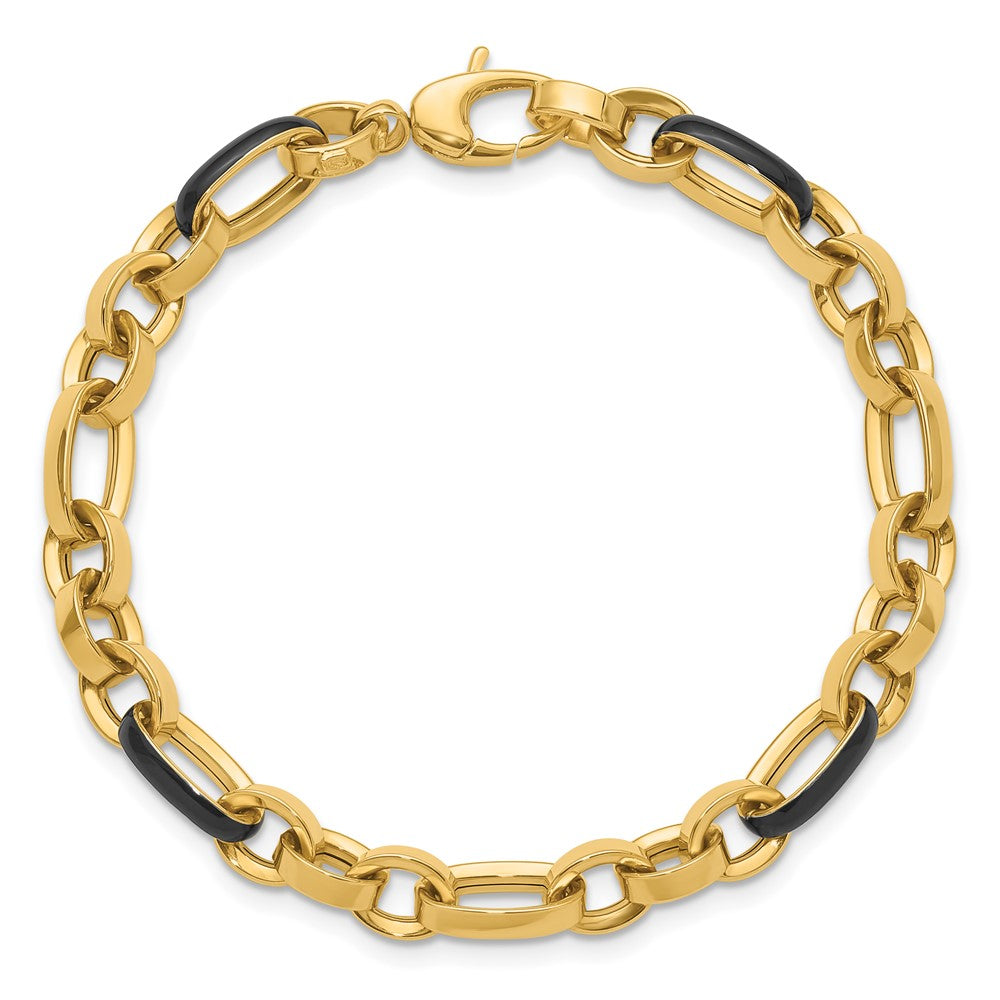 14K Polished with Enamel Link Bracelet 7  inches
