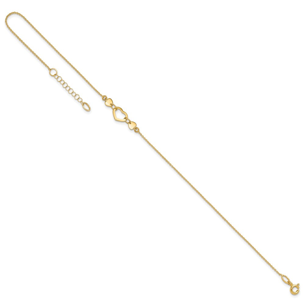 14k Polished Heart with 10in Plus .75in ext. Anklet 10 inches