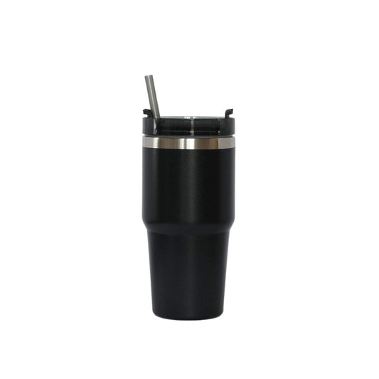 Travel Mug & Straw, 20 Oz SS Black