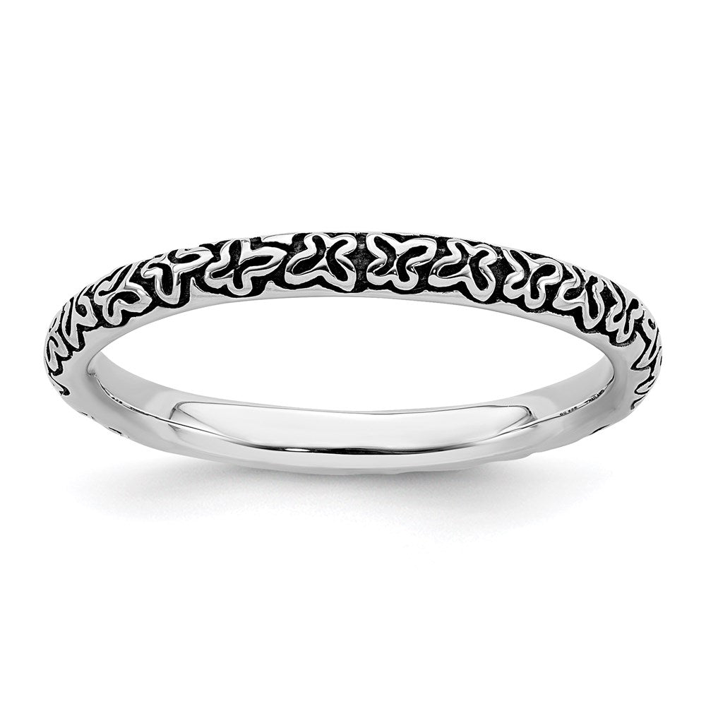 Sterling Silver Stackable Expressions Antiqued Ring Size -6