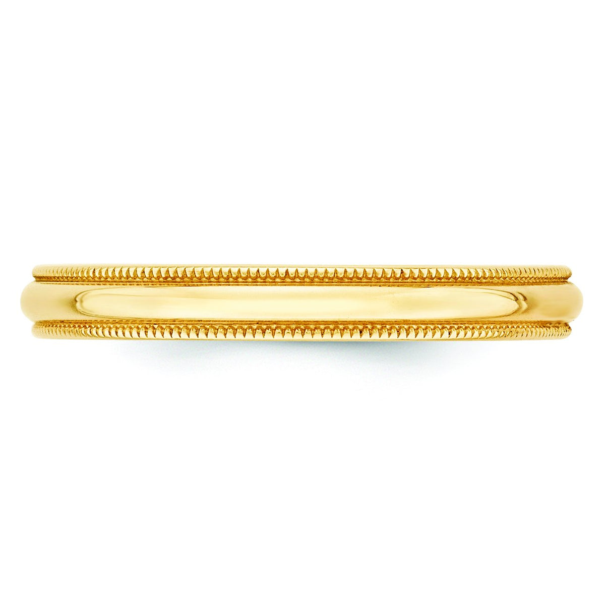 14k Yellow Gold 3mm Lightweight Milgrain Half Round Wedding Band Size 14