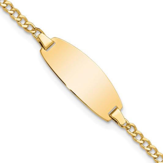 14k Semi-Solid Oval Curb ID Bracelet 5.5  inches