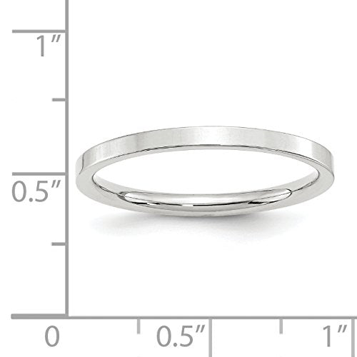10k White Gold 2mm Standard Weight Flat Comfort Fit Wedding Band Size 11