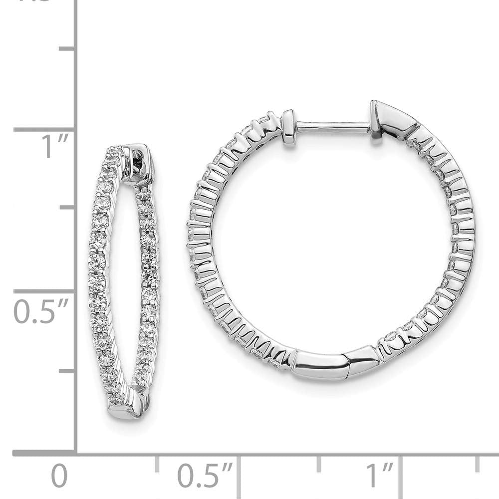 14k White Gold 5/8 carat Diamond In/Out Hinged Hoop Earrings