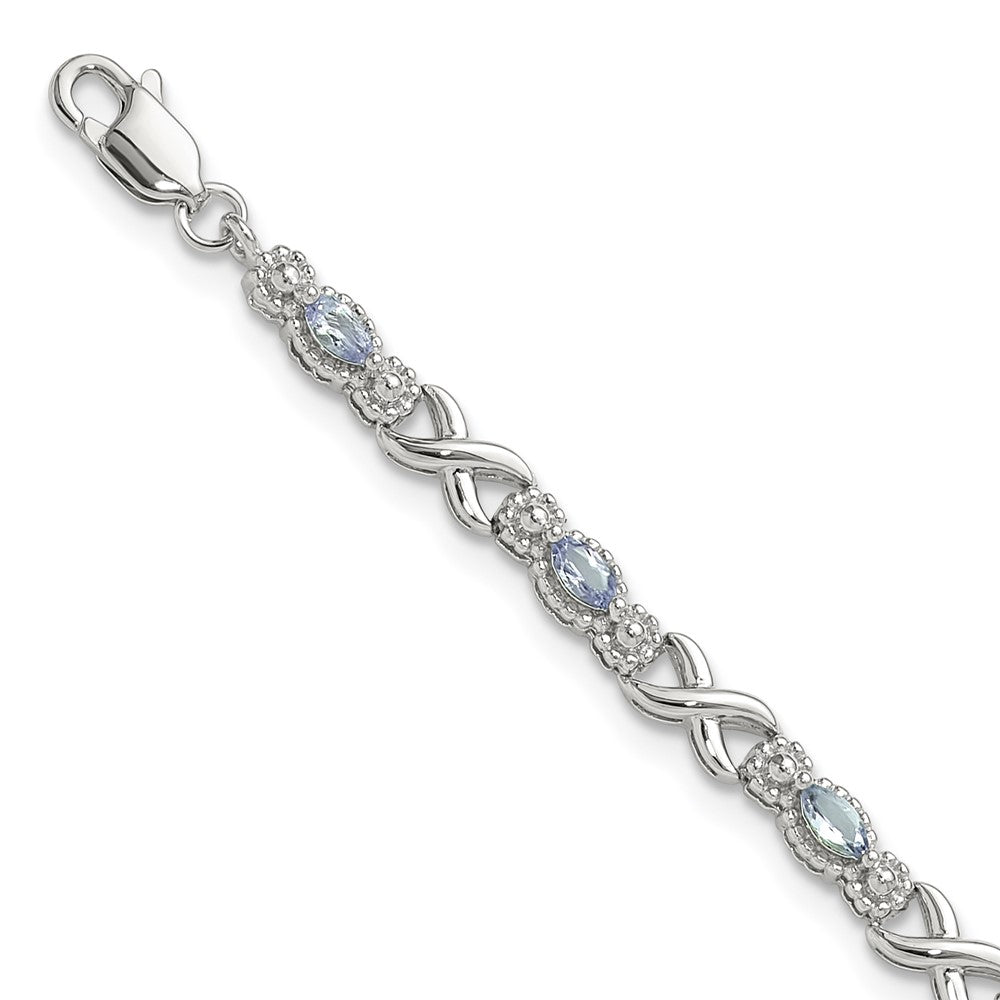Sterling Silver Rhodium-plated Polished Tanzanite Xs 7.5 inch Bracelet 7.5 inches