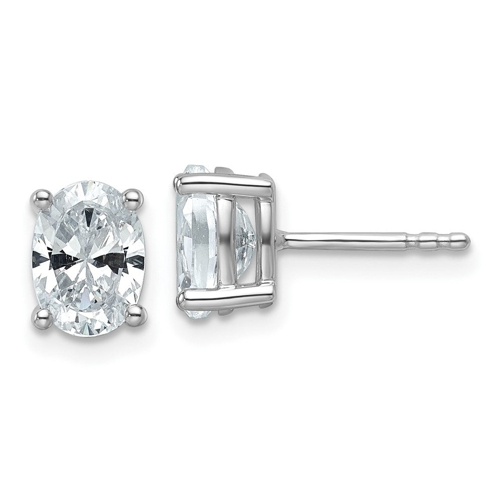 14K White Gold 1 1/2 ctw Lab Grown Diamond VS/SI+ G+ Oval 4-Prong Heavy Weight Stud Earrings