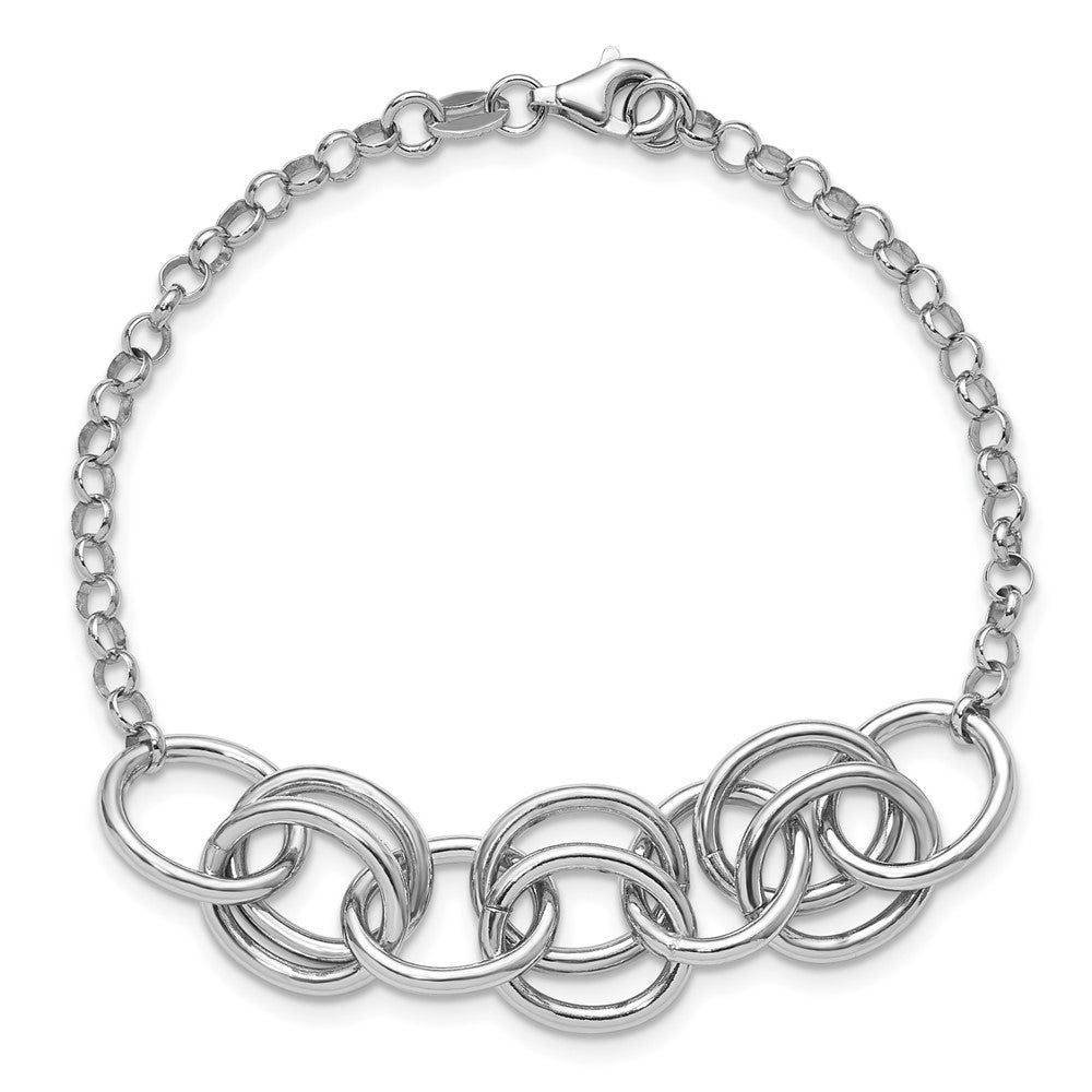 Sterling Silver Rhodium-plated Fancy Link Bracelet 7.5  inches