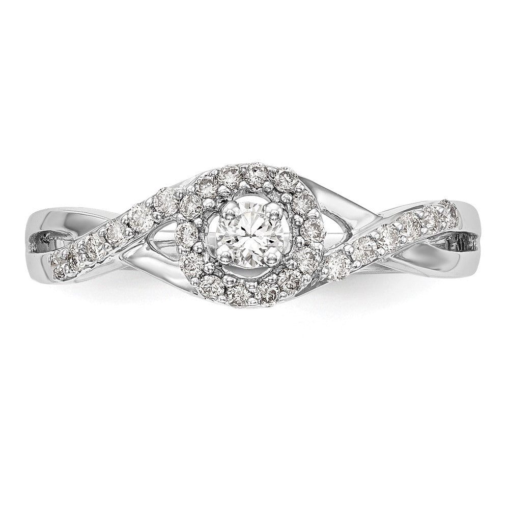 10K White Gold Halo (Holds 1/10 carat (2.8mm) Round Center) 1/5 carat Diamond Semi-Mount Engagement Ring