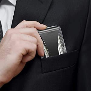 Storus Smart Wallet Premium Card Holder Money Clip Slim Minimalist RFID Blocking Front Pocket Wallet for Men, Father's Day, Groomsmen, Graduate, Gift - Black