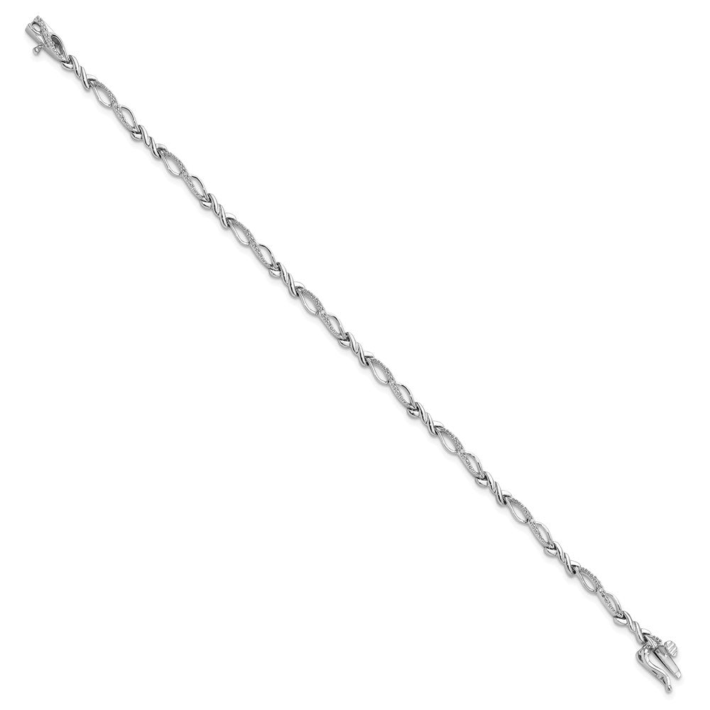 Sterling Silver Rhodium-plated Diam. Bracelet 7 inches