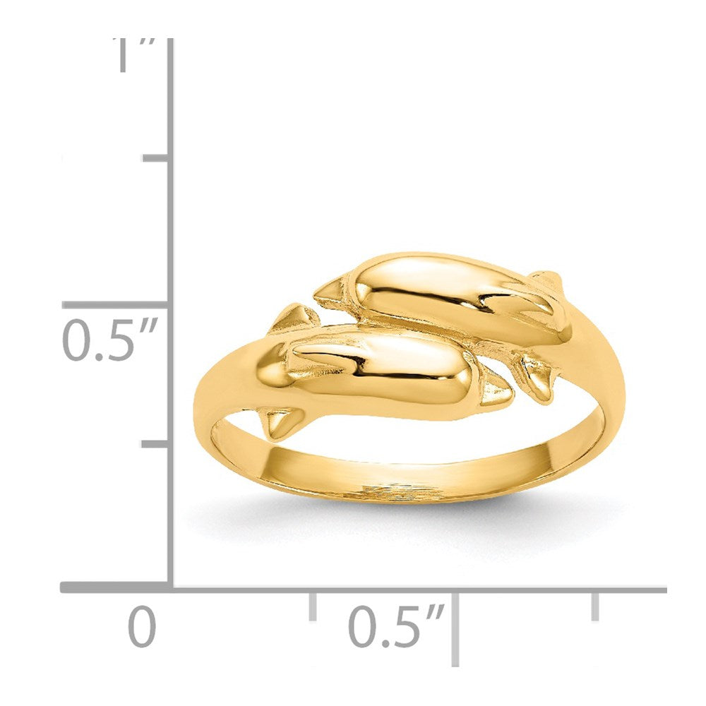 14k Double Dolphin Ring Size 6