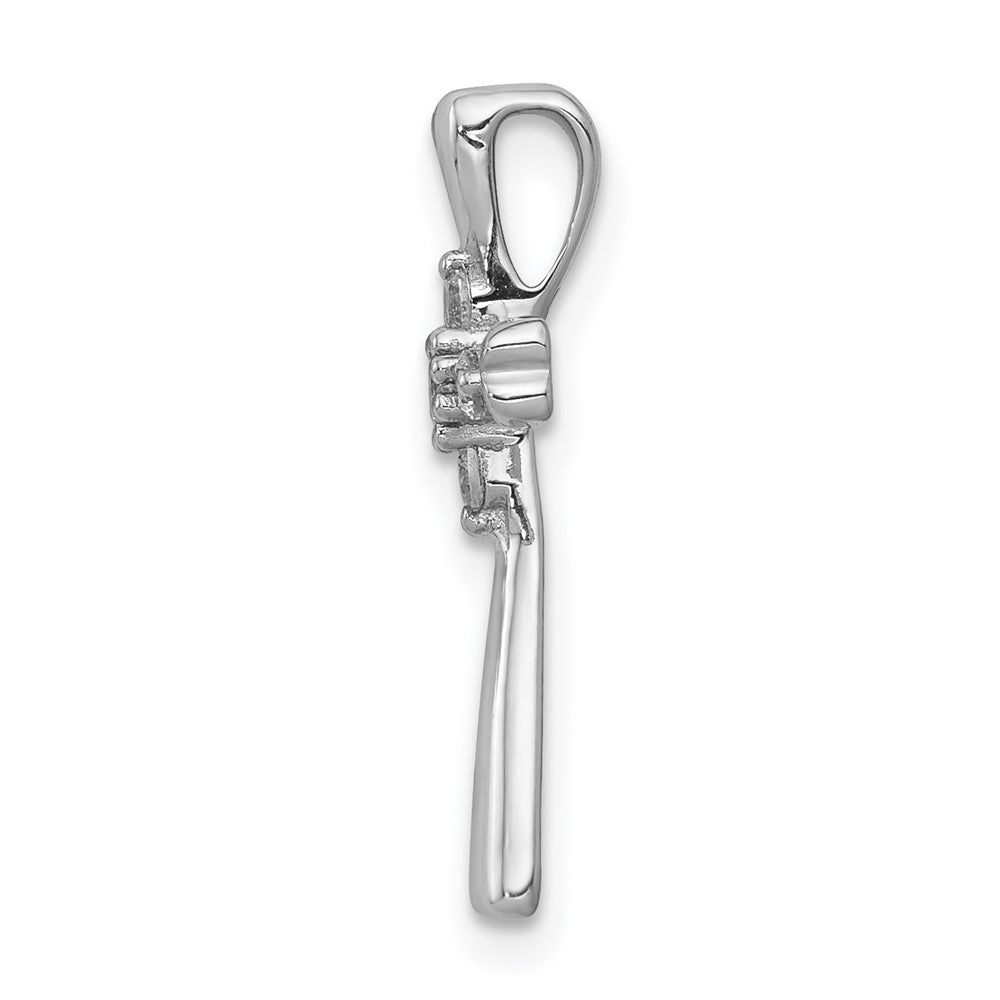 14k White Gold 1/10 carat Lab Grown Diamond VS/SI+ G+ Cross Chain Slide Pendant