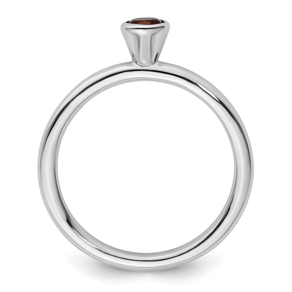 Sterling Silver Stackable Expressions High 4mm Round Garnet Ring Size -8