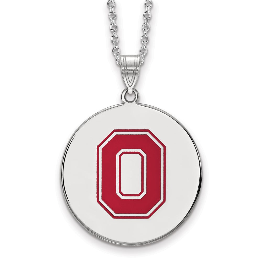 Sterling S. Rh-p LogoArt Ohio State University XL Enamel Necklace