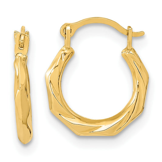 10K Polished Twist Hoop Earrings