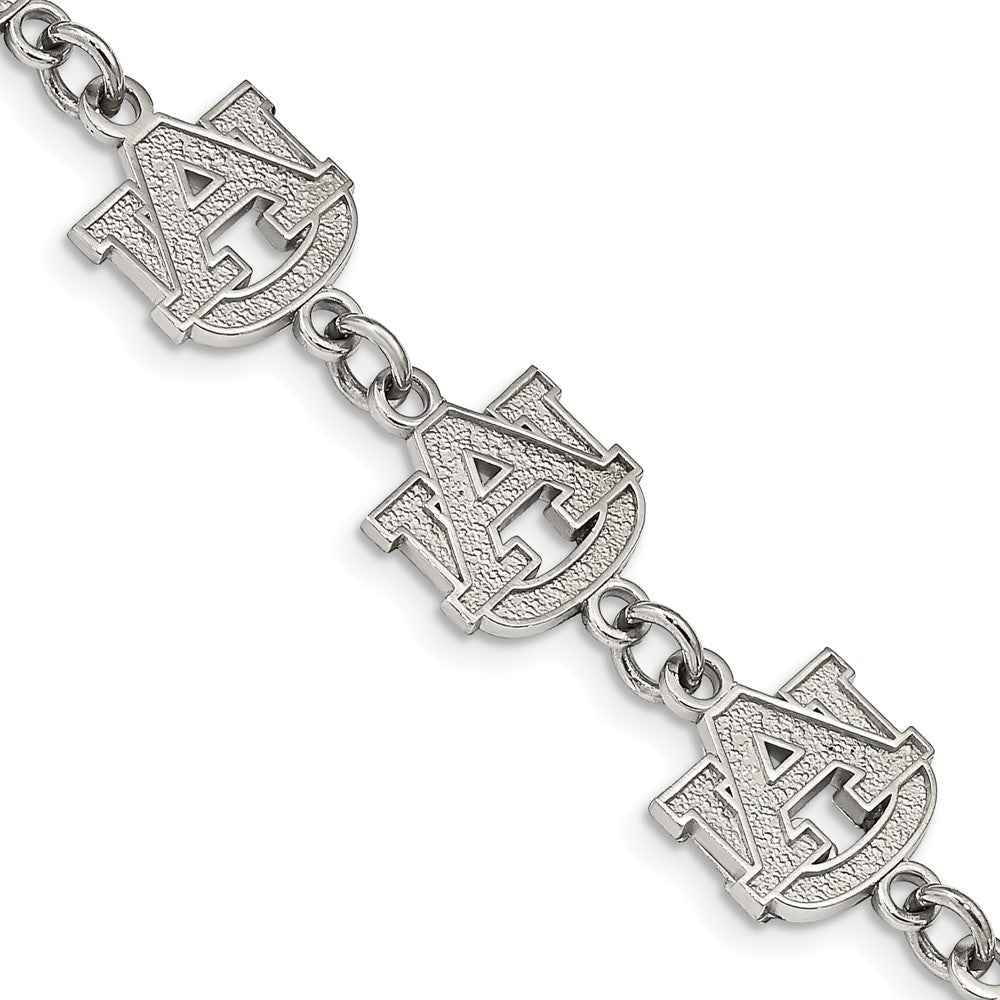 Stainless Steel LogoArt Auburn University A-U Link 6.5 inch Bracelet with 1.5 inch Extender QST515AU