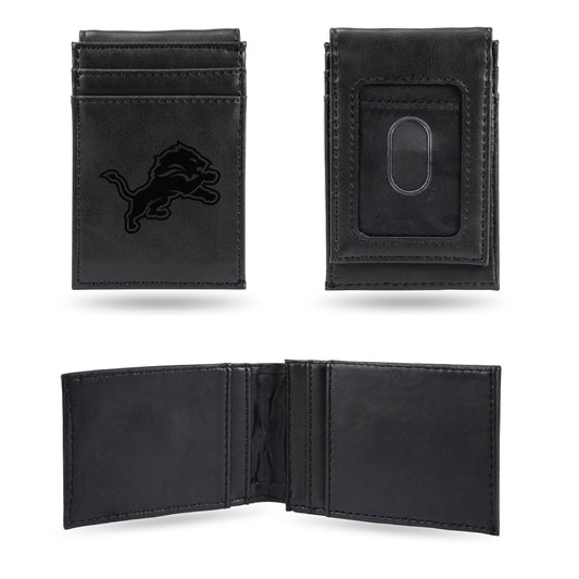 Lions Laser Engraved Black Front Pocket Wallet