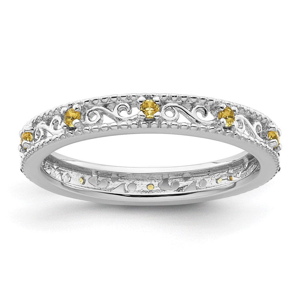 Sterling Silver Stackable Expressions Citrine Ring Size -6
