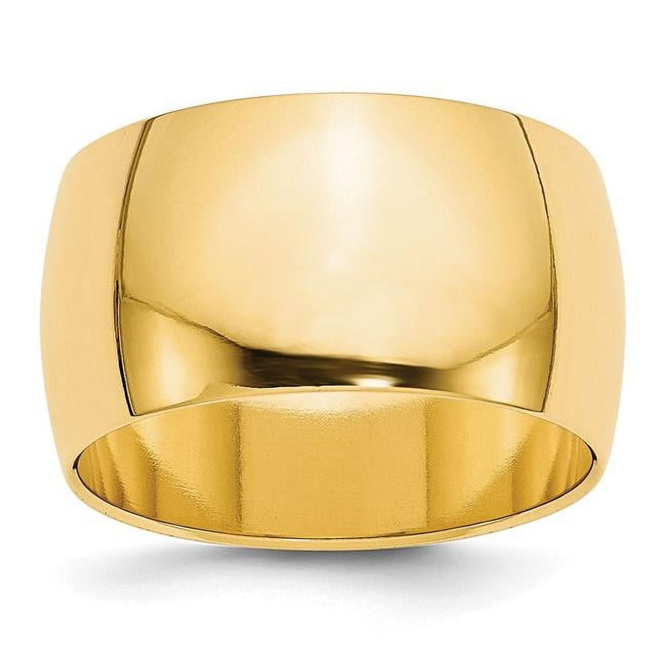14k Yellow Gold 12mm Half Round Wedding Band Size 8.5