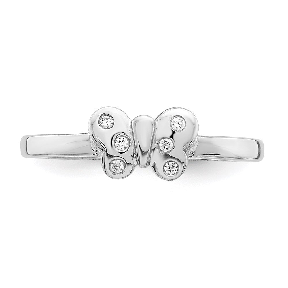 Sterling Silver Rhodium-plated Childs CZ Butterfly Ring