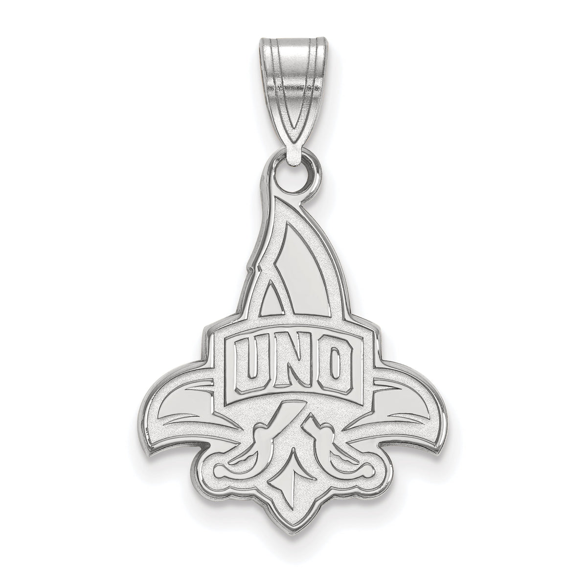 Sterling Silver LogoArt Official Licensed Collegiate University of New Orleans (UNO) Large Pendant