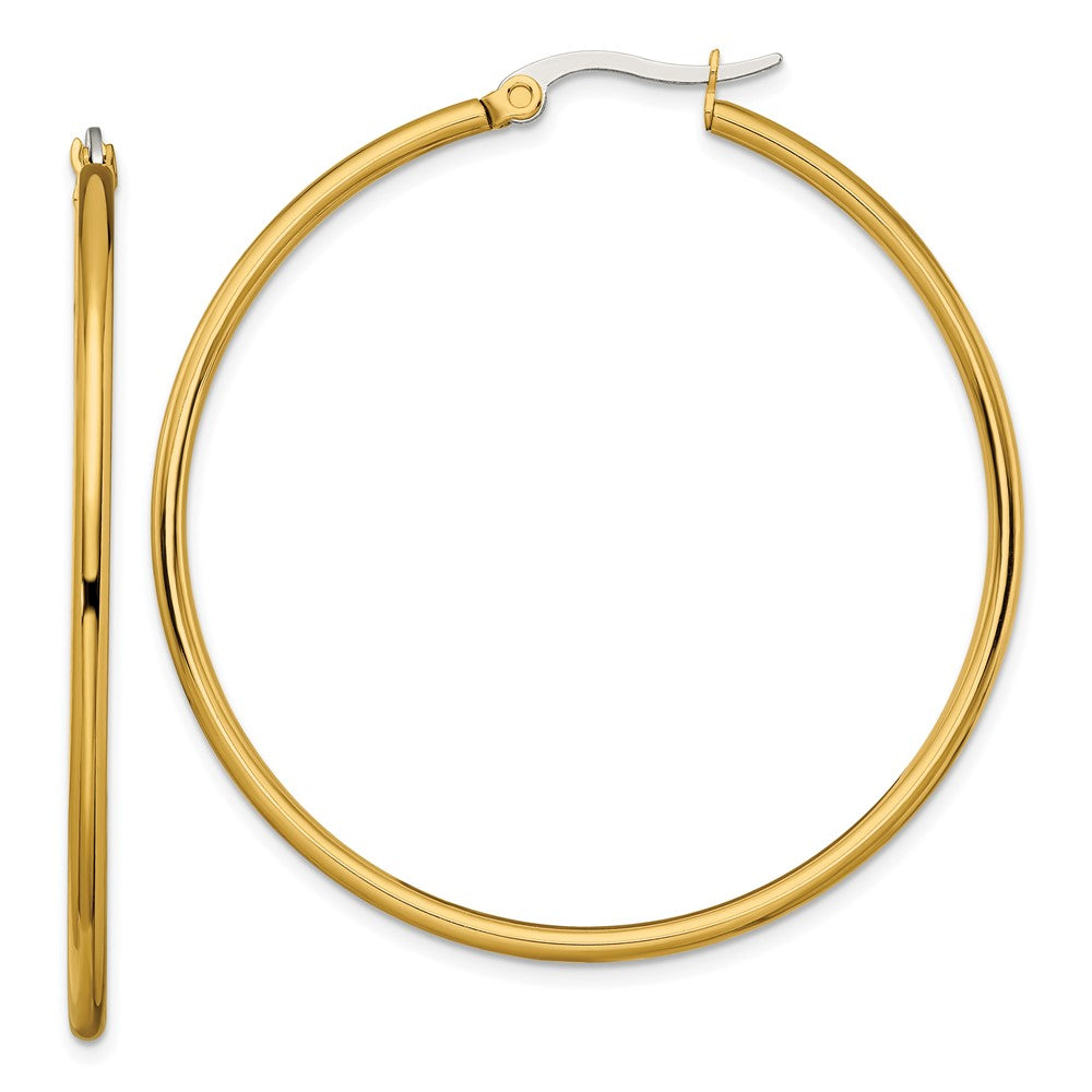 Stainless Steel Polished Yellow IP-plated 48mm Diameter Hoop Earrings