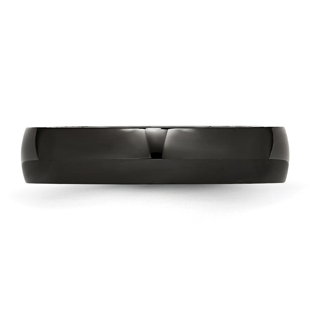 Stainless Steel 5mm Black IP-plated Polished Band Size - 7.5