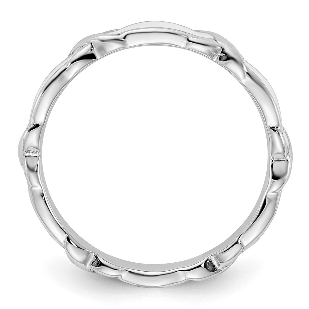 Sterling Silver Stackable Expressions White Enameled Ring