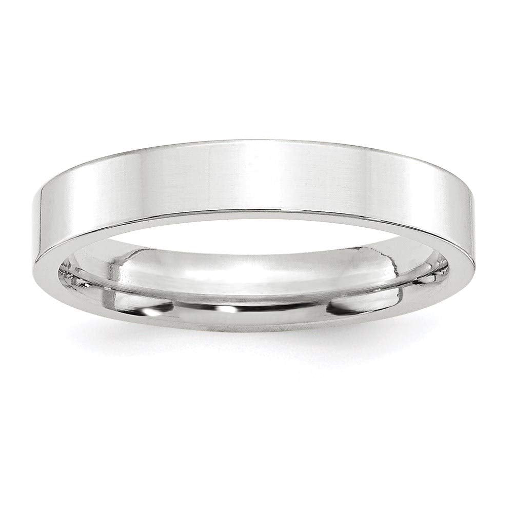 10k White Gold 4mm Standard Weight Flat Comfort Fit Wedding Band Size 7