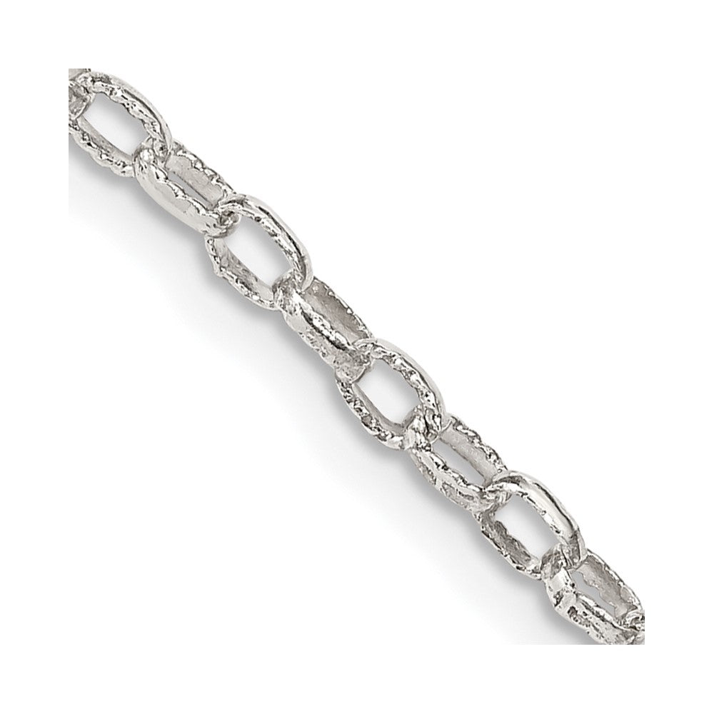 Sterling Silver 3mm Fancy Patterned Rolo Chain 24 Inches
