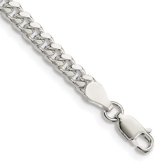 Sterling Silver 4mm Domed w/ Side D/C Curb Chain 7 inches